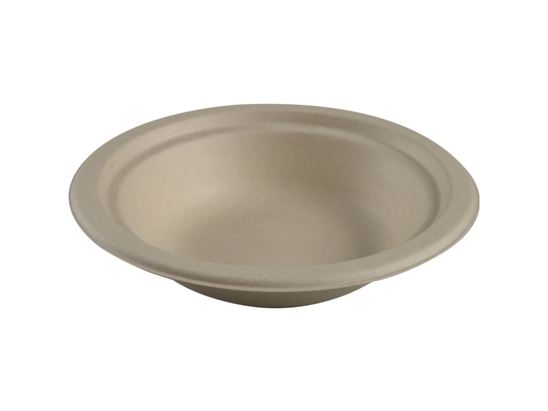 Skål sukkerrør hvid Ø18cm 400ml komposterbar 50stk/pak - (50 x 20 pakker)