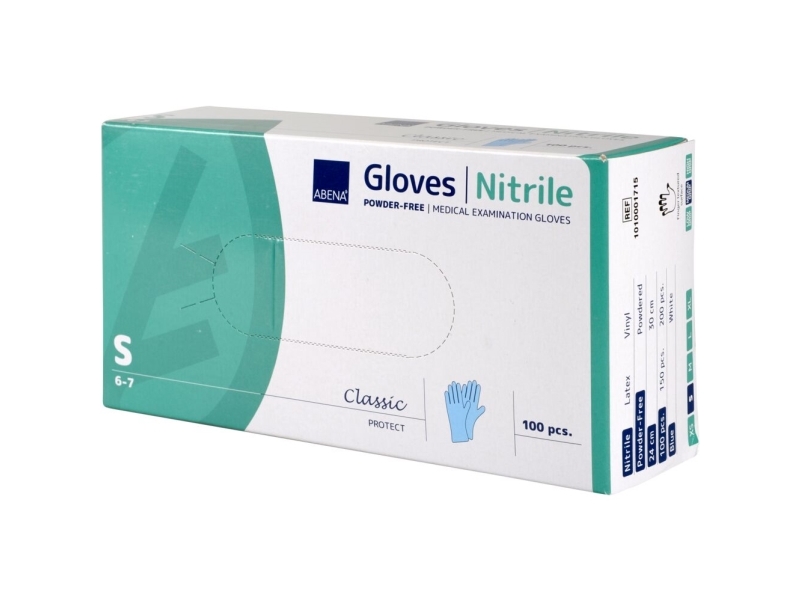 Undersøgelseshandske, ABENA Classic Protect, S, blå, nitril