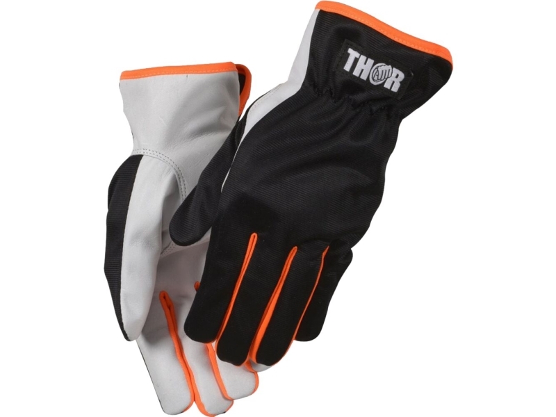 Gedeskindshandske, THOR, 10, sort, gedeskind/polyester - (12 stk.)