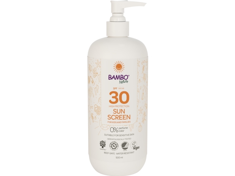 Sollotion, Bambo Nature, 500 Ml, Spf 30, Uden Farve Og Parfume, 23% Fedt - (6 Stk.)