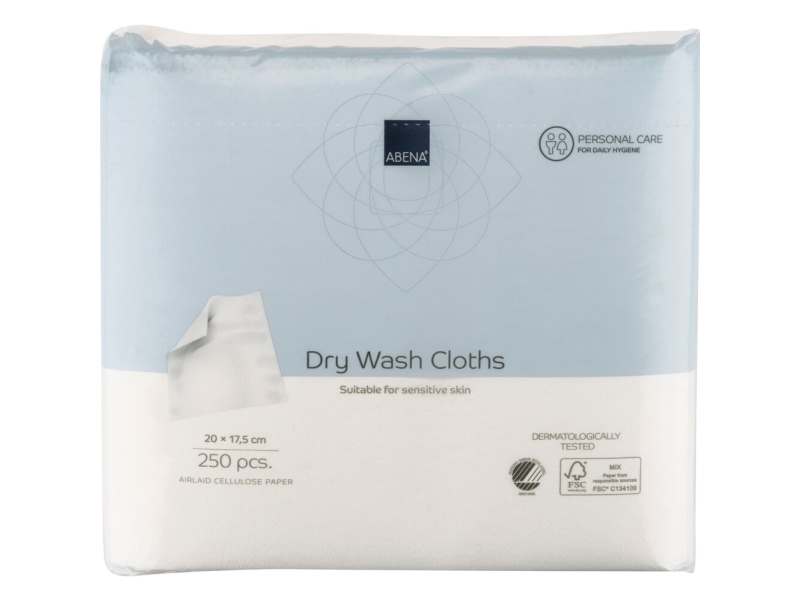 Vaskeklud, Airlaid, ABENA, 1-lags, plain, 20x17,5cm, hvid, 50 gsm - (10 stk.)