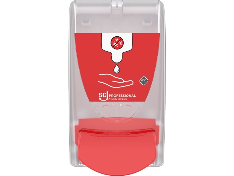 Dispenser Scjp Sanitise Manuel Gennemsigtig/Rød Til 1Ltr Patron,Stk