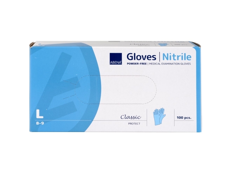 Undersøgelseshandske, Abena Classic Protect, L, Blå, Nitril