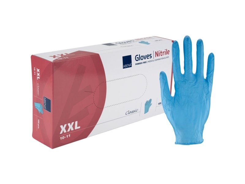 Undersökningshandske, ABENA Classic, XXL, blå, nitril - (10 förpackningar x 100 st.) | Rengöring - Rengöringsprodukter - Rengöringsmaskiner - Utrustning - Handskar | GameStuff