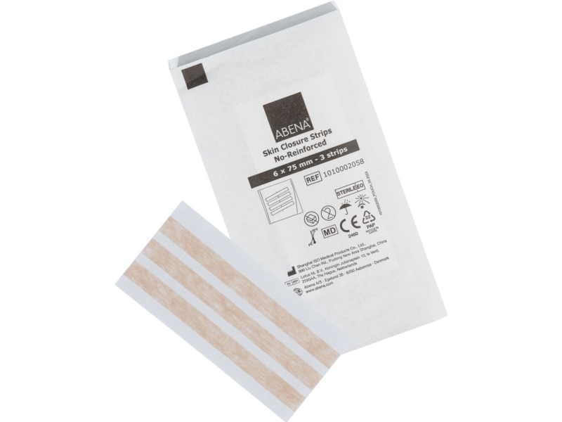 Nahtband, Abena, 75X6mm, Braun, Blatt Mit 3 Streifen, Latexfrei, Steril