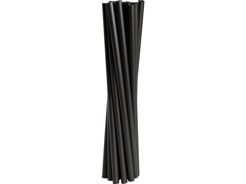 Flergangssugerør, ABENA Gastro, 19cm, Ø6mm, sort, PP - (10 stk.)