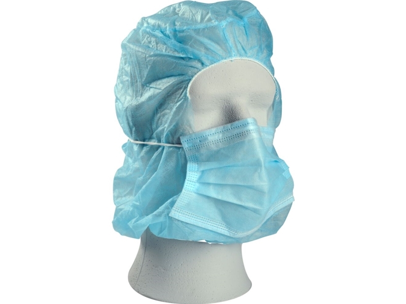Astronautin hattu kasvonaamiolla, ABENA, One size, sininen, PP, ei-steriili - (5 kpl)
