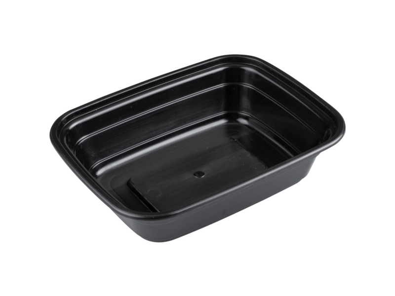 Takeaway bakke, ABENA Cater-Line, 14,9x11,6x3,8cm, 360 ml, 380 ml, sort, PP, 1-rums - (8 stk.)