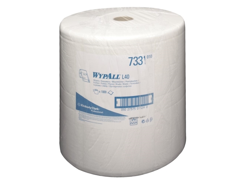 Værkstedsrulle, Kimberly-Clark Wypall L40, 3-lags, 380m x 37cm, Ø38cm, hvid