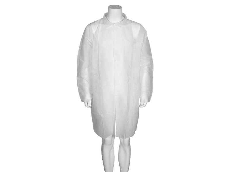 Besöksjacka, ABENA Classic, S/M, 100x72cm, vit, PP, icke-steril - (10 st.) | Kläder & Säkerhet - Arbetskläder - Engångskläder | GameStuff