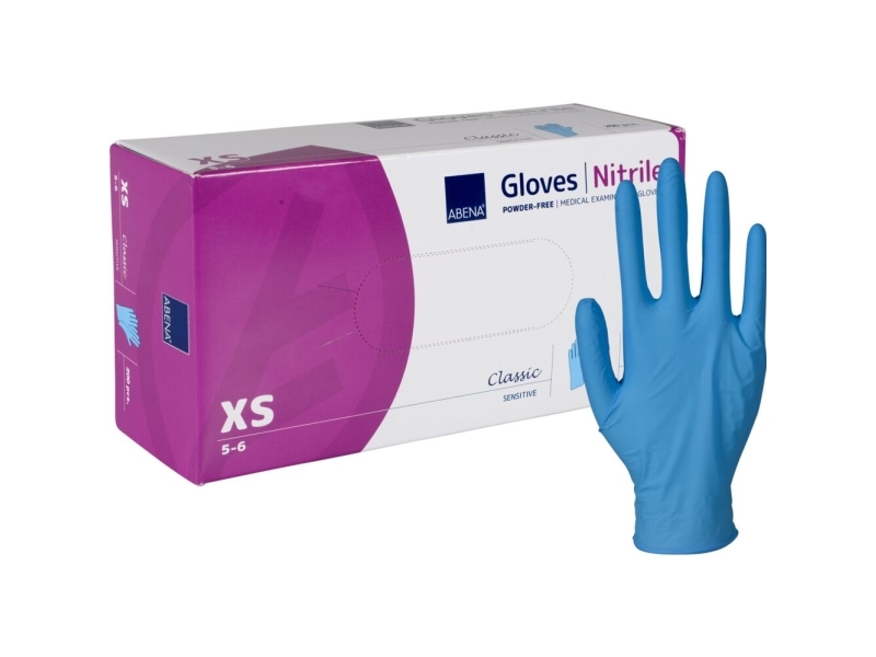 Tutkintakäsine, ABENA Classic Sensitive, XS, sininen, nitriili