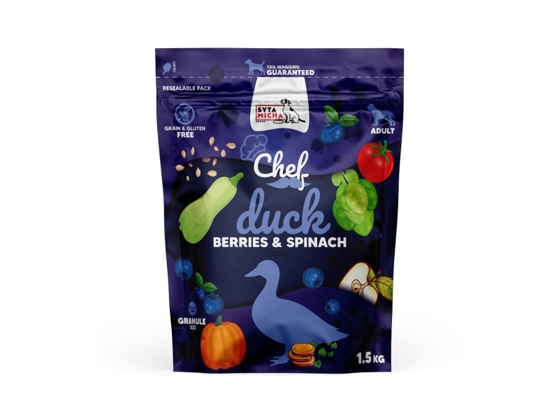 Syta Micha Chef Duck, Berries And Spinach - Tørfoder Til Hunde - 1,5Kg