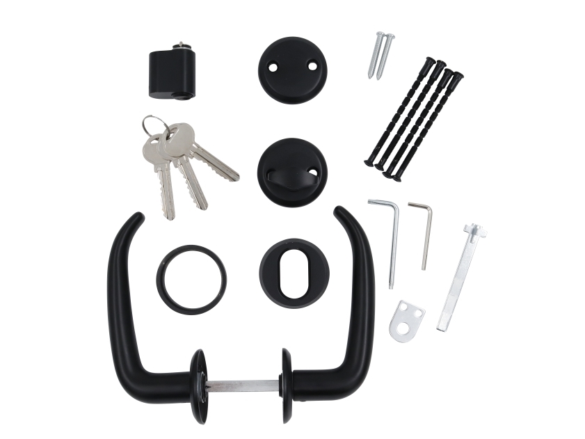 HOME It® Handtagssats för ytterdörr med 3 nycklar matt svart | Huset - Inredning - Grepp | GameStuff