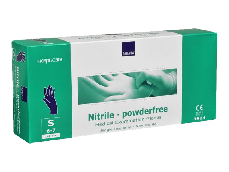 Abena Hospicare Long - Handsker - Engangsmateriale - Størrelse: 6-7 - S - Nitril-Gummi - Blå (Pakke Med 100)