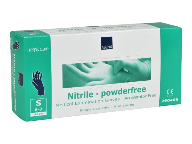 Abena Hospicare - Handschuhe - Einwegmaterial - Größe: 6-7 - S - Nitrilkautschuk - Dunkelblau (100Er Pack)