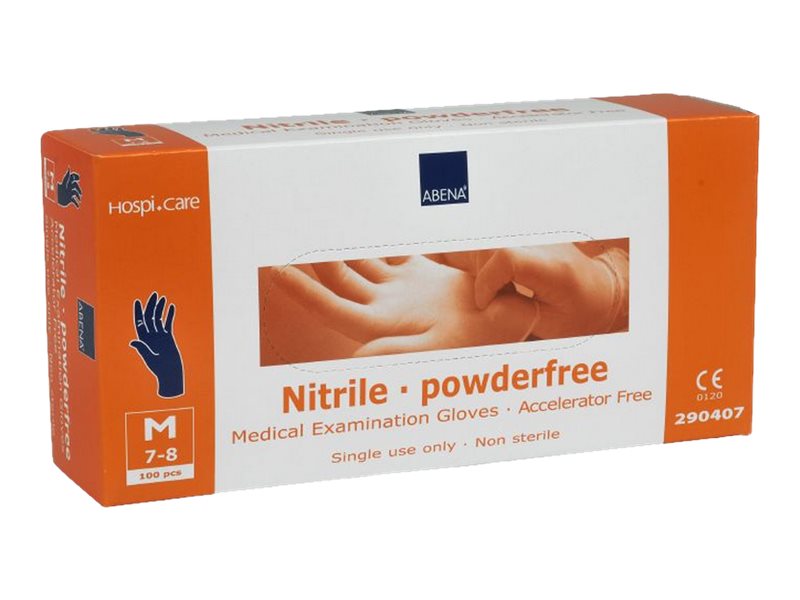 Abena Hospicare Long - Handsker - Engangsmateriale - Størrelse: 7-8 - M - Nitril-Gummi - Mørkeblå (Pakke Med 100)