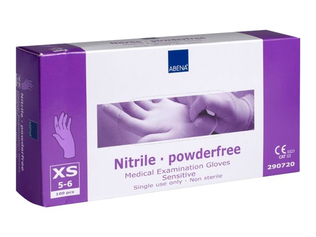 Abena - Handskar - engångsvara - XS - nitrilgummi - lila (paket om 100) | Kläder & Säkerhet - Handskar - Rengöringshandskar | GameStuff