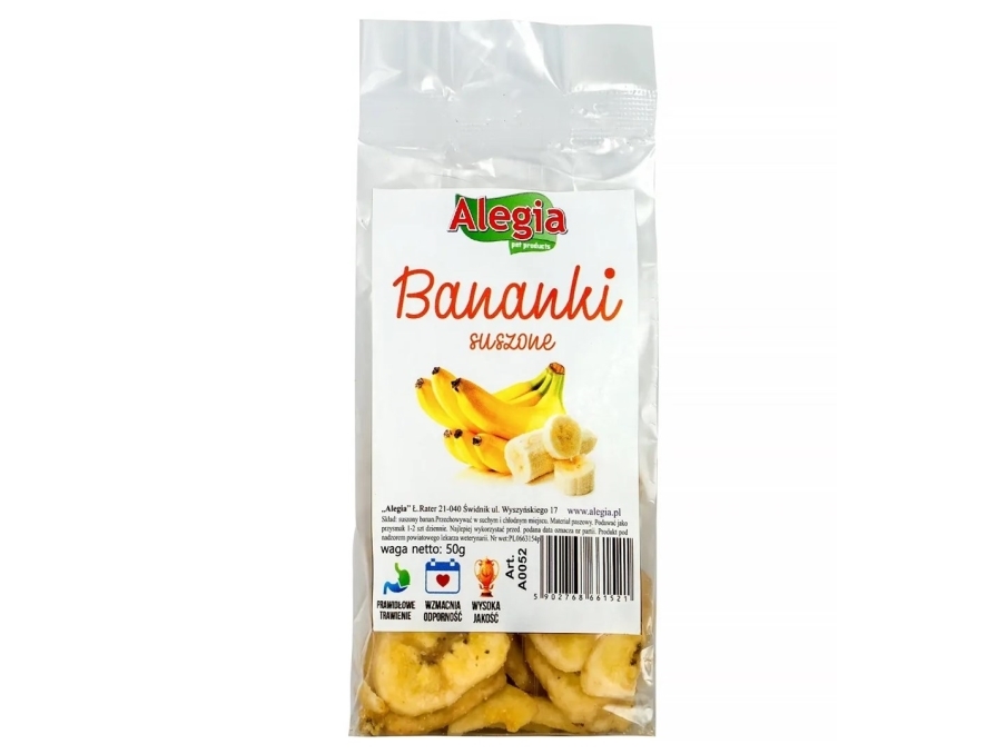 Alegia Getrocknete Bananen - Leckerbissen Für Nager Und Kaninchen - 60G