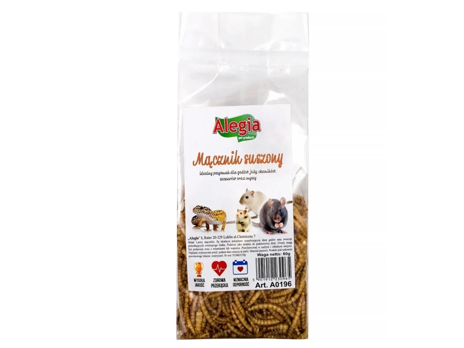 Alegia Getrocknete Mehlwürmer - Leckerbissen Für Nager - 60G