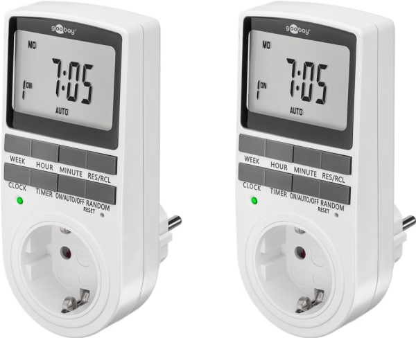 Goobay Digitaler Timer Schuko, 2 Stück Weiß
