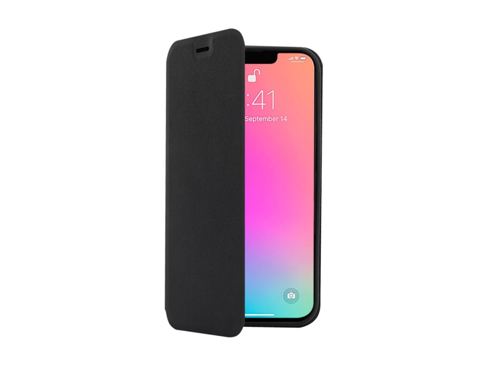 Screenor Clever - Flipomslag Til Mobiltelefon - Økolæder - Sort - For Apple Iphone 15