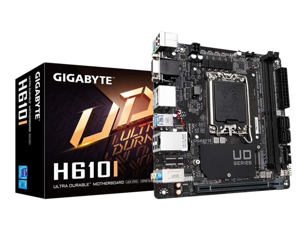 Gigabyte H610i Motherboard - Unterstützt Intel Core 14. Generation Cpus, 4+1+1 Hybrid Digital Vrm, Bis Zu 5600Mhz Ddr5, 1Xpcie 3.0 M.2, Gbe Lan, Usb