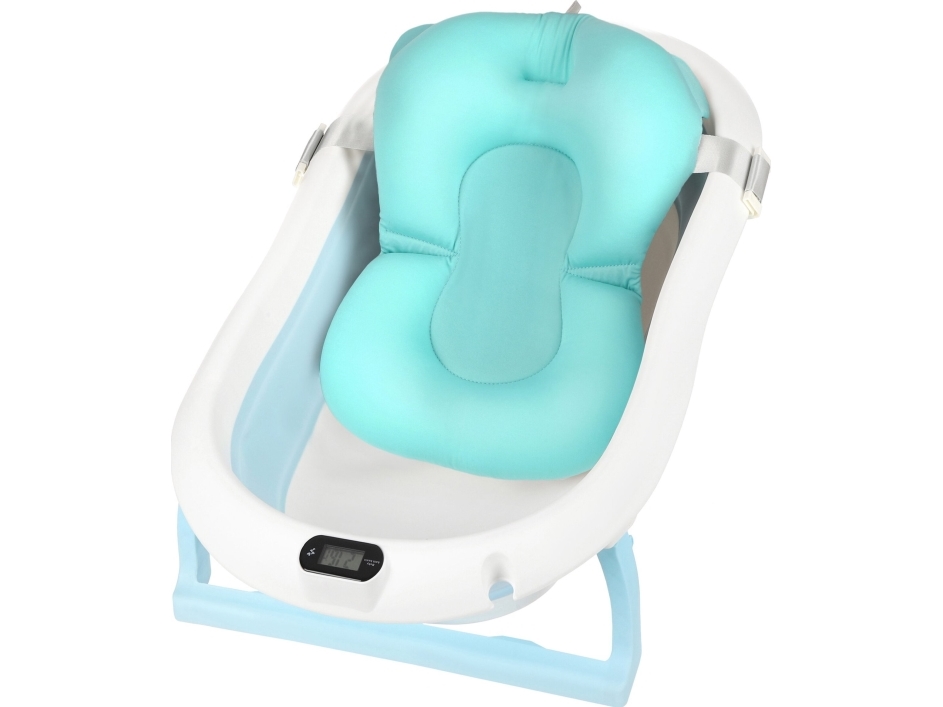 Silikoninė sulankstoma vonelė, su termometru Primabobo Premium, Mėlynos spalvos