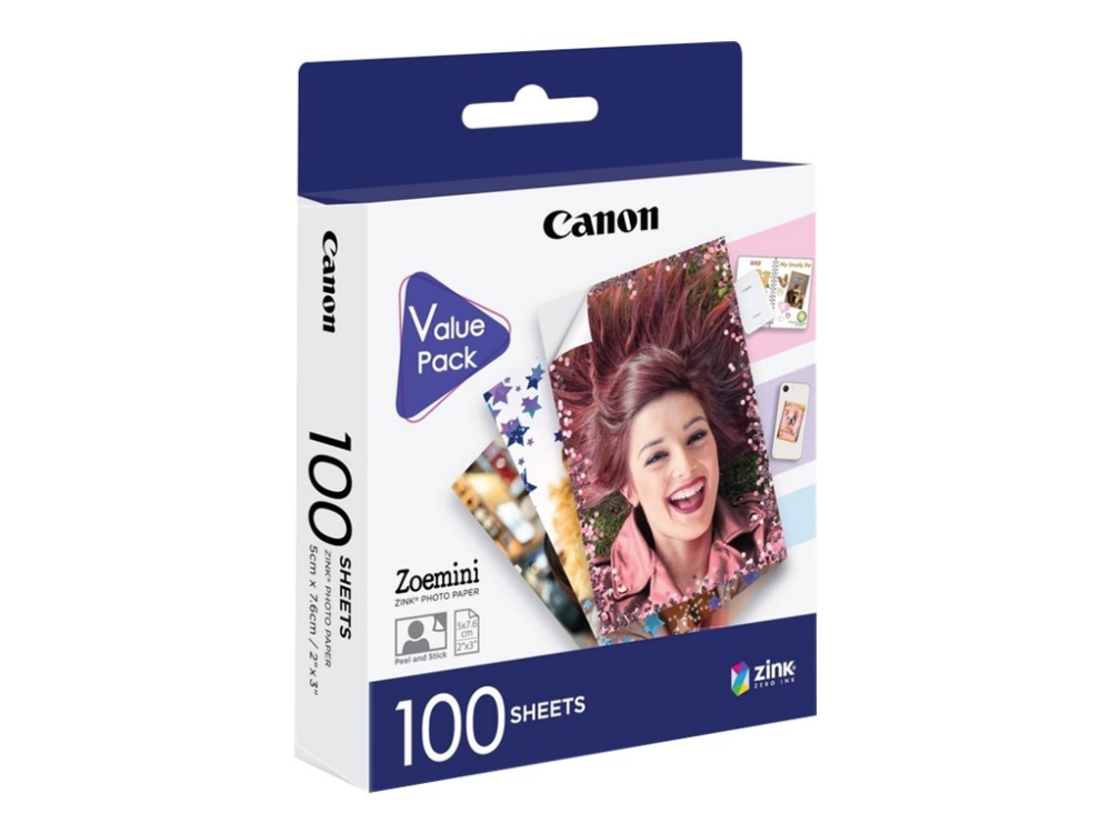 Canon ZINK - Lim - 50 x 76 mm 100 ark fotopapper - för Canon Zoemini, Zoemini 2 | Papper & Emballage - Vitt papper - Fotopapper | GameStuff