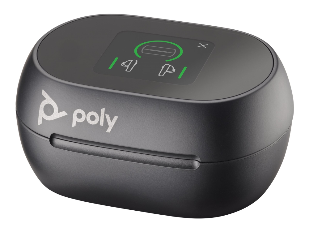 Poly Voyager Free 60+ UC - True wireless-hodetelefoner med mikrofon - i øret - Bluetooth - aktiv støydemping - USB-C via Bluetooth-adapter - karbon s