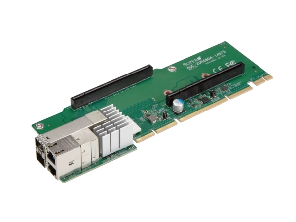 Supermicro Aoc-2Ur68g4-I4xts-O, Intern, Ledningsført, Pci Express, Ethernet / Fiber, 10000 Mbit/S, Grøn, Grå