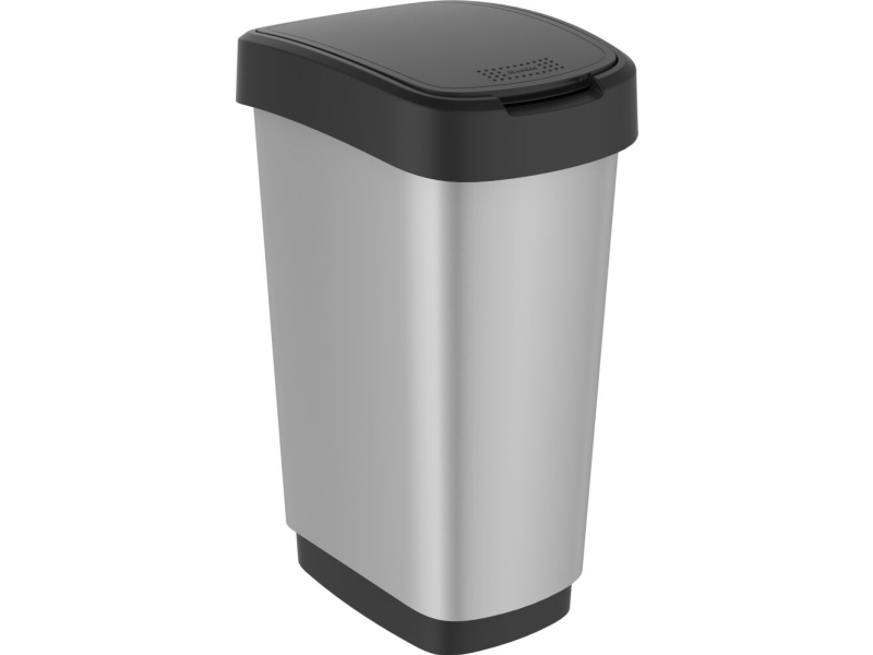 Rotho 11676, 25 L, Suorakulmainen, Polypropeeni (PP), Metallinen, Hopea, Ohje, 333 mm