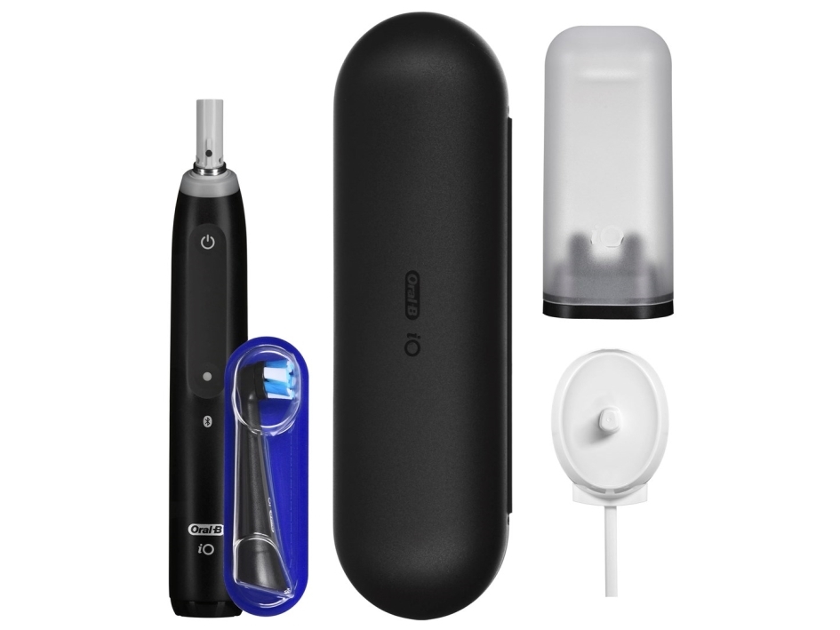 Oral-B Ioseries5bl, Erwachsener, Vibrierende Zahnbürste, Tägliche Pflege, Sensitiv, Supersensibel, Aufhellend, Schwarz, Schwarz, Rund