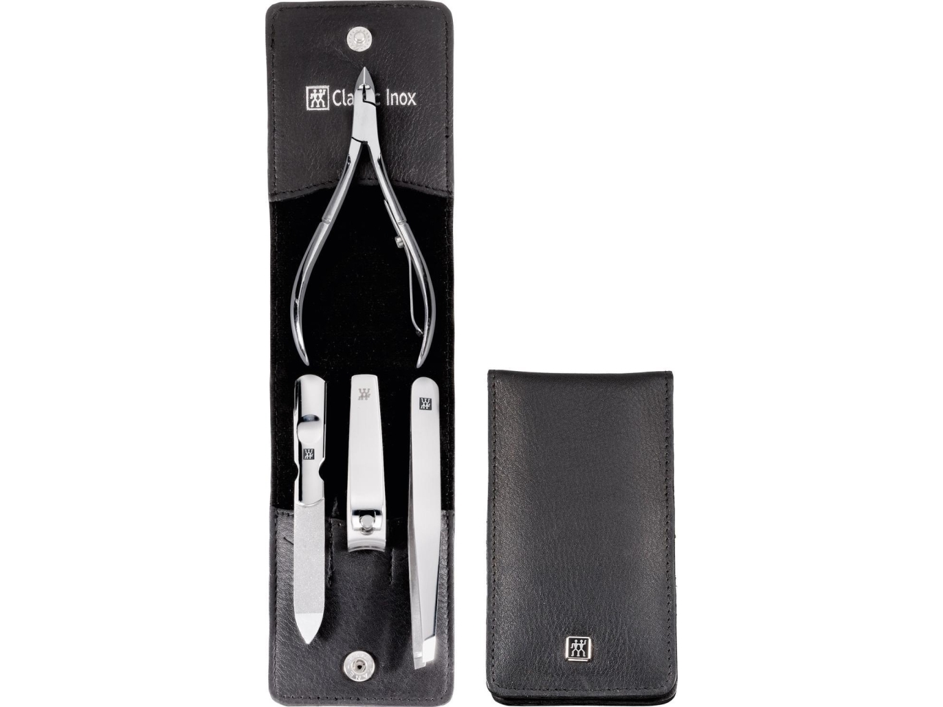 ZWILLING Classic Inox rejsesæt 97438-004-0 - sort læderetui 4 dele - sort