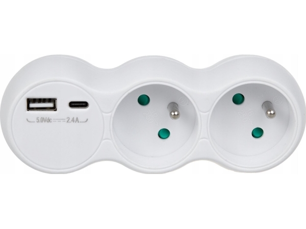 Maclean Stromsteckdose Maclean, Splitter Mit 2 Steckdosen, 2X Usb A/C, Typ E, 2X16a, Mce339 E