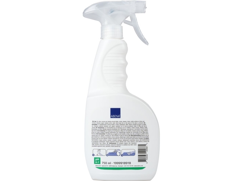 Lugtfjerner, Abena, 750 Ml, Klar-Til-Brug, Biologisk, Uden Farve - (6 Stk.)