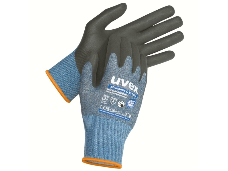 Uvex phynomic C XG ESD, Værkstedshandsker, Sort, Blå, Voksen, Voksen, Unisex, Skærefast, Eksplosionsikker, Riftsbeskyttet