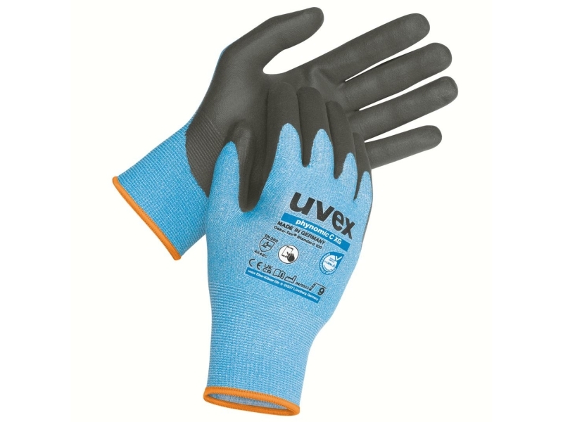 Uvex Phynomic C Xg, Werkstatthandschuhe, Schwarz, Blau, Erwachsener, Erwachsener, Unisex, Schnittfest, Reißfest