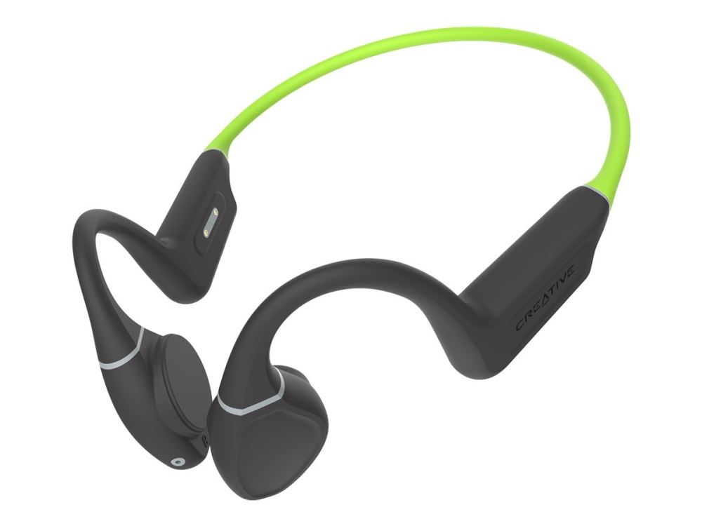 Creative Outlier Free+ - Hovedtelefoner Med Mik. - Åbent Øre - Bag Nakken-Montering - Bluetooth - Trådløs - Limegrøn, Mørk Skifergrå