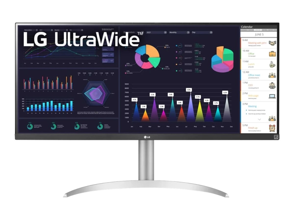 Lg 34Wq650-W, 86,4 Cm (34"), 2560 X 1080 Pixel, 4K Ultra Hd, Lcd, 5 Ms, Silber, Weiß
