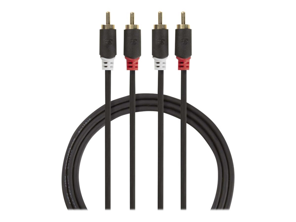 Nedis - Ljudkabel - RCA hane till RCA hane - 3 m - antracit - rund | Datortillbehör - Kablar & adaptrar - Ljudkablar | GameStuff