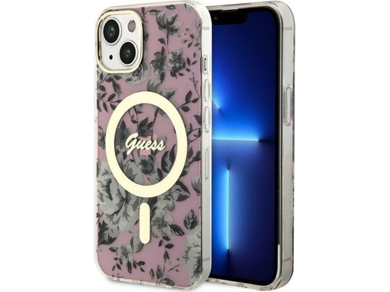 Guess Flower Magsafe Cover Til Iphone 14 - Pink