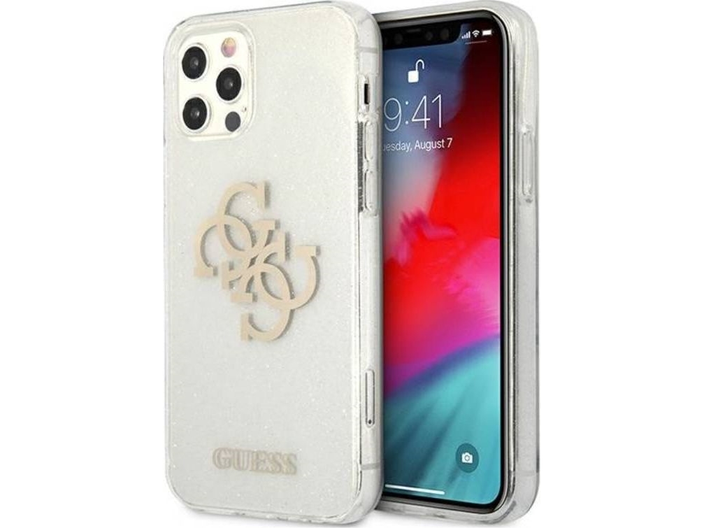 Guess Guhcp12lpcugl4gtr Hard Cover Med Glitter Til Iphone 12 Pro Max 6,7" 4G Big Logo - Transparent