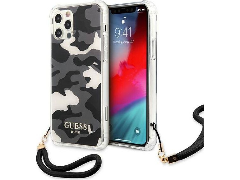 Guess Guhcp12mksarbk Iphone 12/12 Pro 6,1" Hardcase Camo Collection - Schwarz/Schwarz
