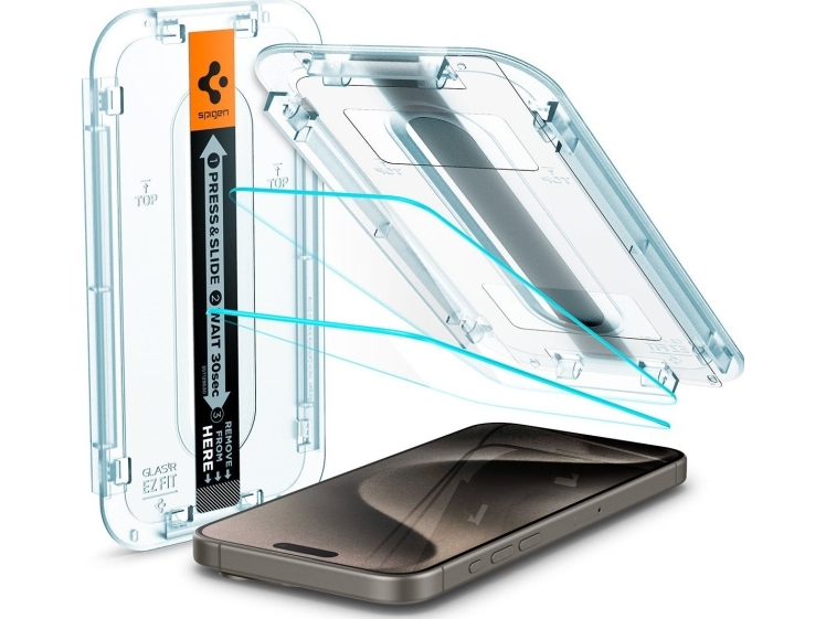 Spigen Glas.Tr Ez Fit Hærdet Glas Til Iphone 15 Pro Max - 2 Stk.
