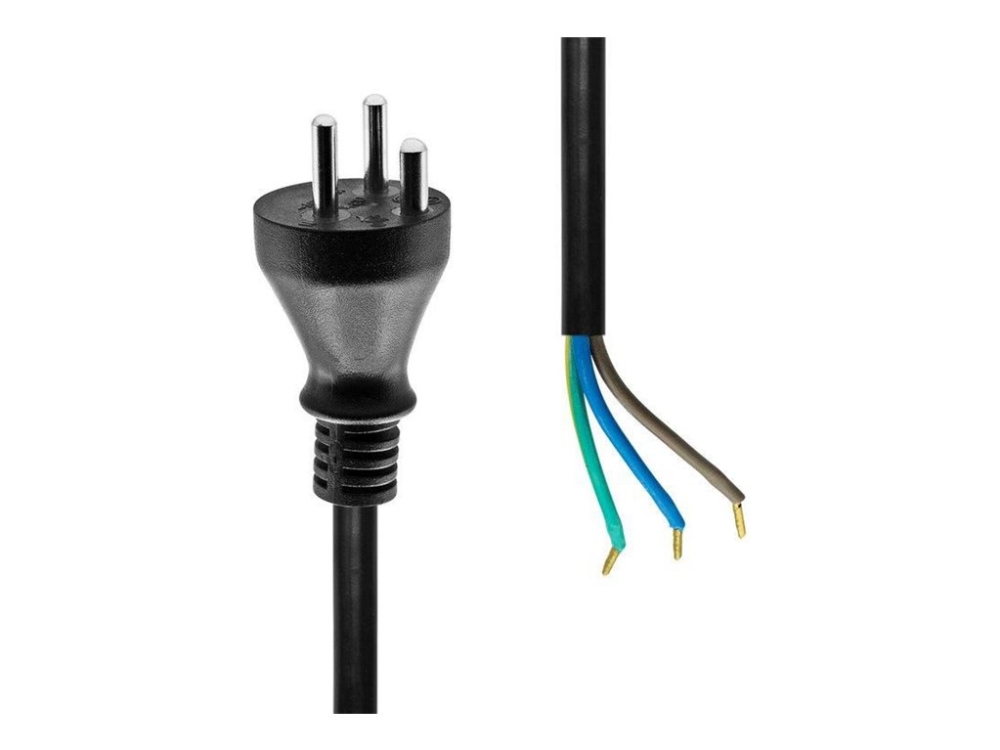 Microconnect - Strømkabel - Type K (Han) Til Uisoleret Ledning - 10 M - Sort - Danmark