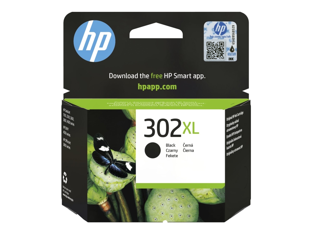 Blækpatron HP 302XL F6U68AE, inkjet, 430 sider, Sort