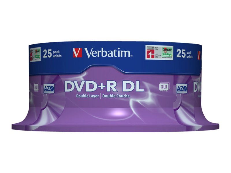 Verbatim - 25 X Dvd+R Dl - 8.5 Gb 8X - Sølvmatteret - Spindle
