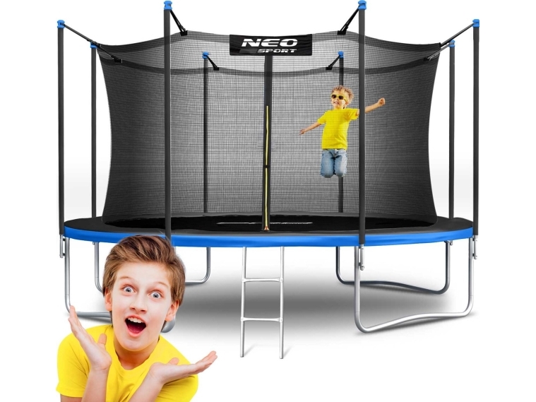 14 pėdų / 435 cm sodo batutas su vidiniu tinklu ir kopėčiomis „Neo-Sport“