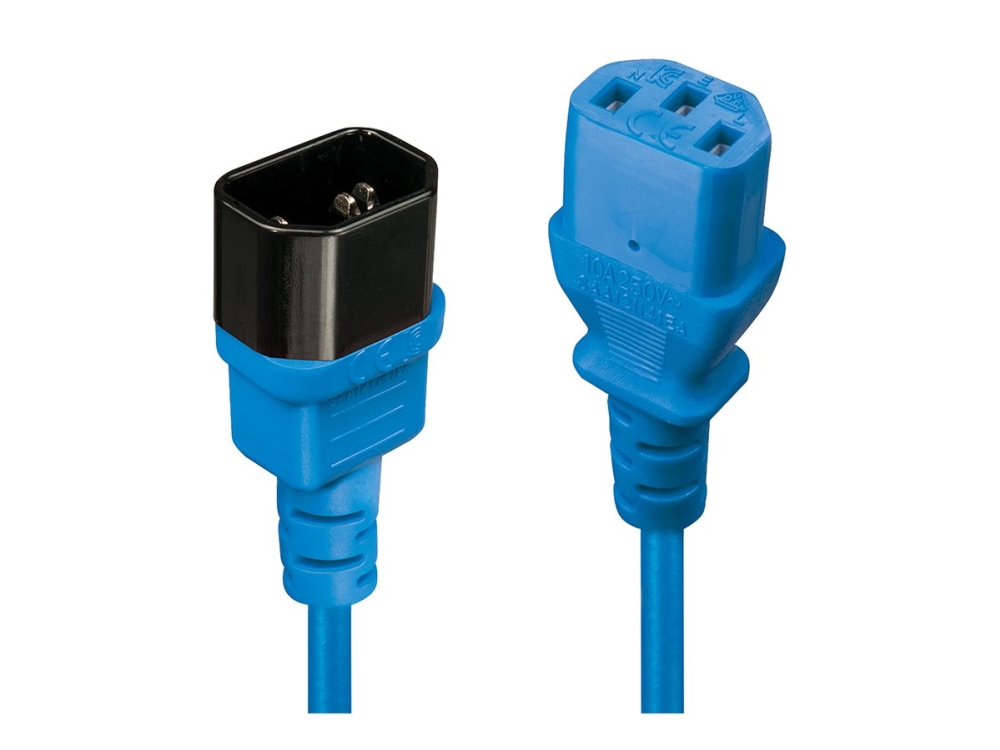 Lindy - Forlængerkabel til strøm - IEC 60320 C14 til power IEC 60320 C13 - 2 m - formet - blå