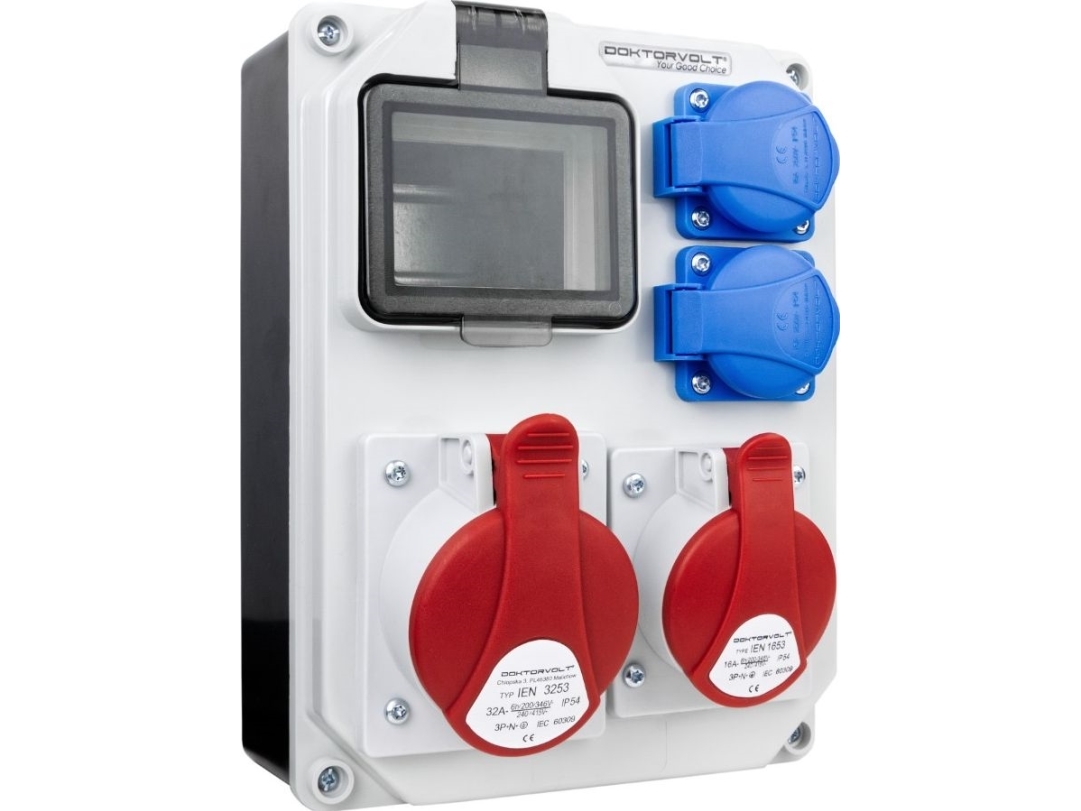 Doktorvolt Fastighetsfördelare HL 32A 16A 2x230V (5330) | N - A | GameStuff